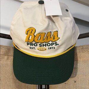 Bass Pro Shops Cream and Green Hat with Yellow Detail